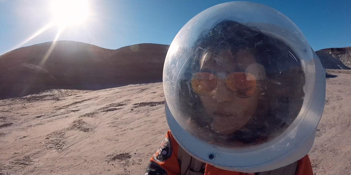 Photo of Analog Mars trainee participating in simulation at Mars Desert Research Station